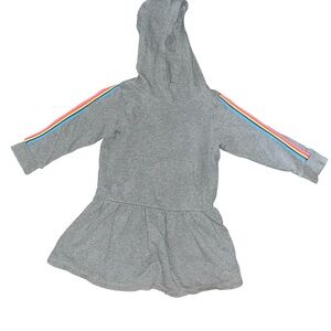 Hanna Andersson Gray Hoodie Dress with Rainbow Stripes
